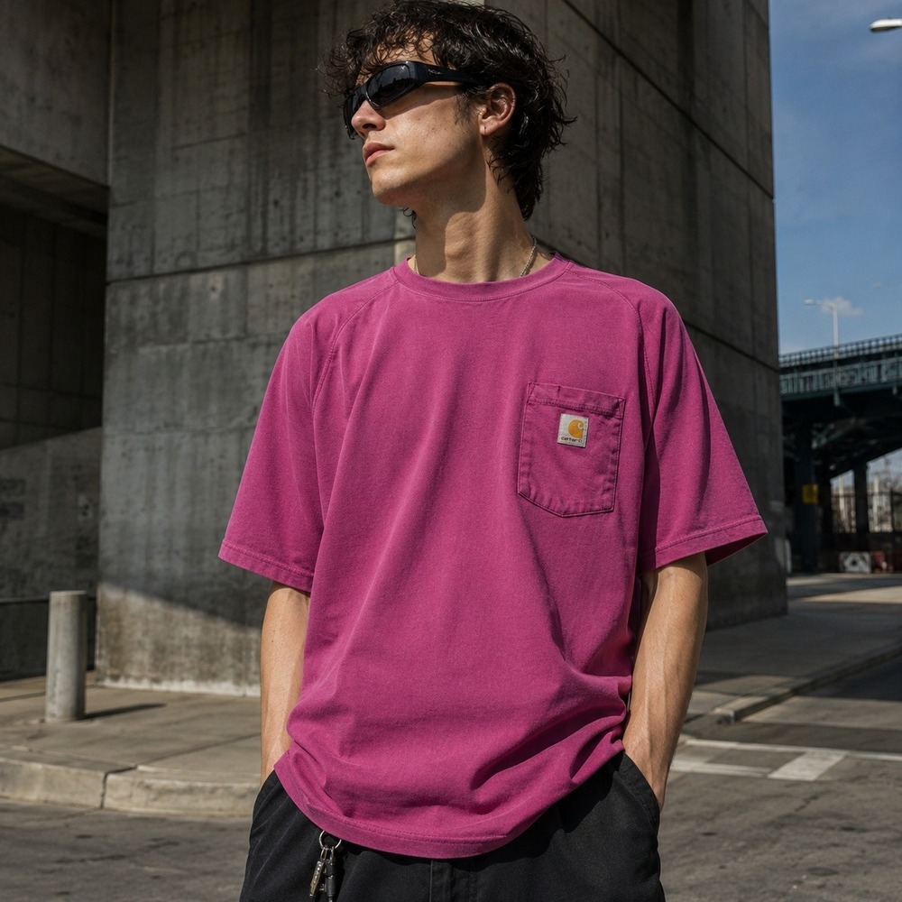 Carhartt Force Men's‎ XL Short Sleeve Pocket T-Shirt Magenta Pink Relaxed Fit